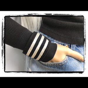 🇺🇸 BLACK & WHITE SERVICE STRIPES CUFF BRACELET
